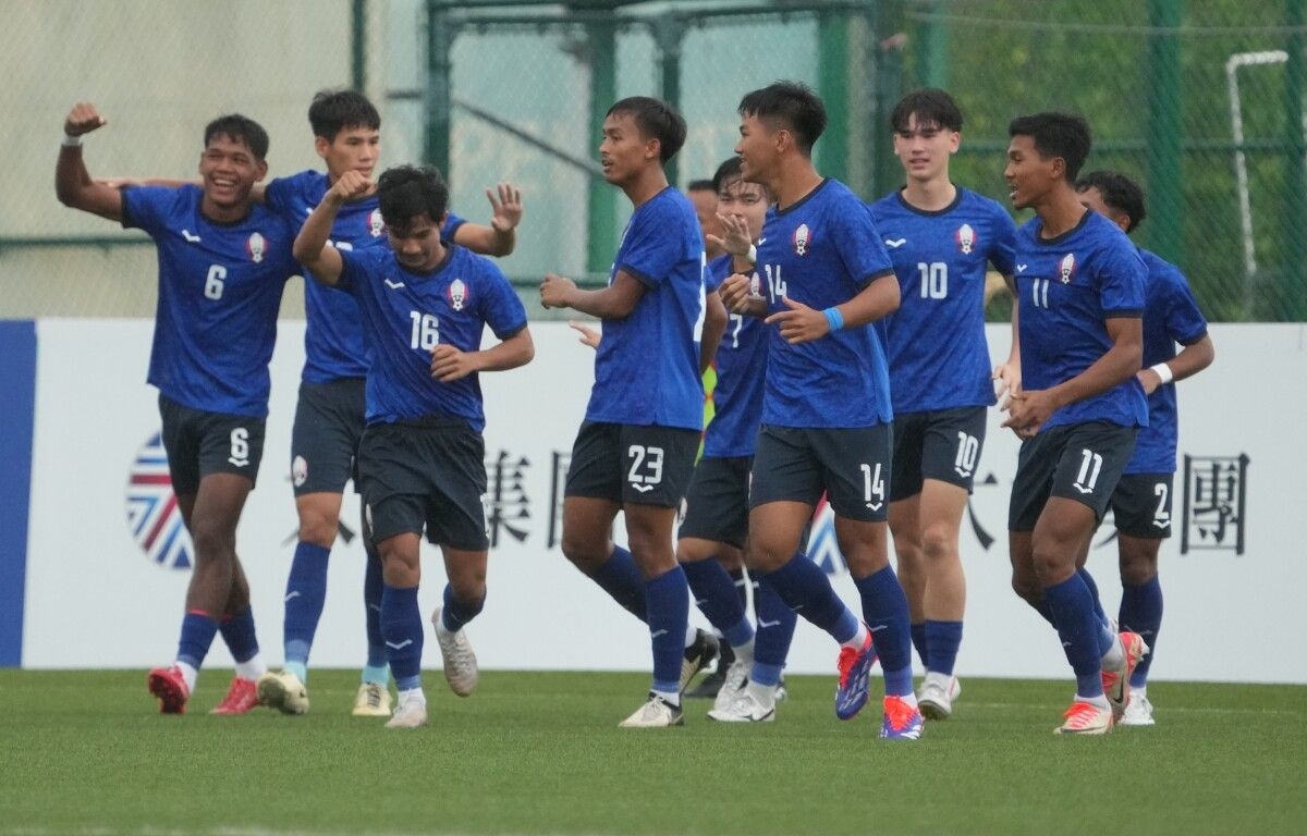 U20 Campuchia tạm thời dẫn đầu bảng B. (Ảnh: AFC). 